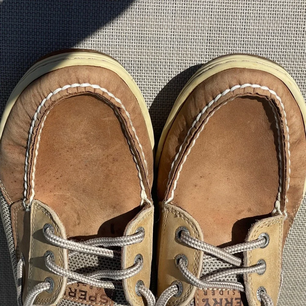 Sperry Top-Sider Brown Leather Mesh Boat Shoes Mens 10M Contour System 0195123